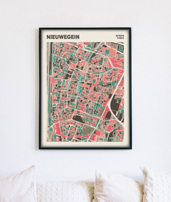 Plattegrond poster Licht Nieuwegein mozaiek stl 02 mockup lijst muur bank 02 | Funky Fellow