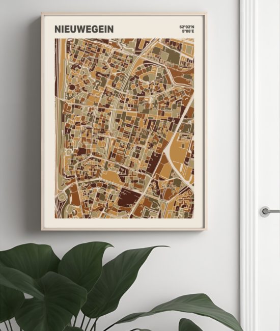 Plattegrond poster Licht Nieuwegein mozaiek stl 03 Mockup muur plant lijst 04 | Funky Fellow