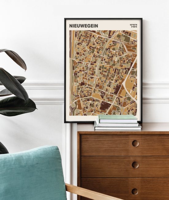 Plattegrond poster Licht Nieuwegein mozaiek stl 03 Mockup stoel kast lijst 03 | Funky Fellow