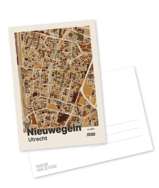 Plattegrond poster Licht Nieuwegein mozaiek stl 03 mockup A6 schaduw voor en achter | Funky Fellow