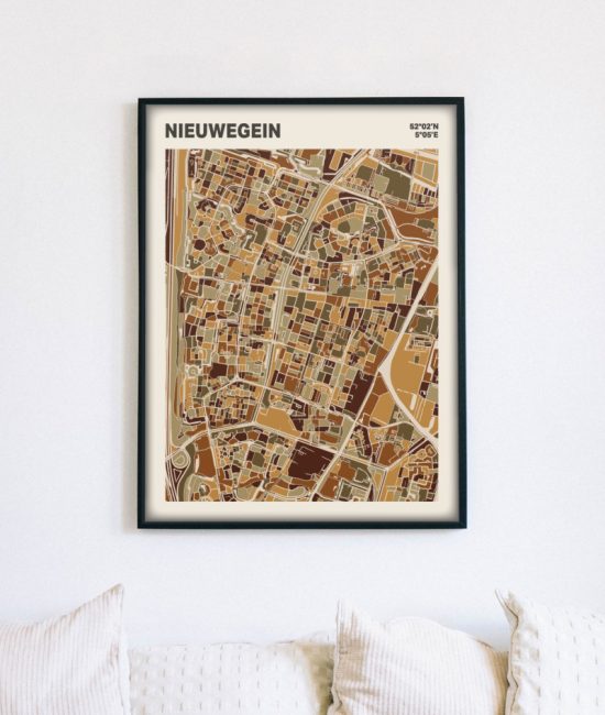 Plattegrond poster Licht Nieuwegein mozaiek stl 03 mockup lijst muur bank 02 | Funky Fellow