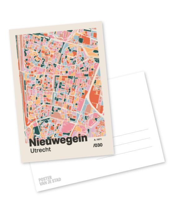 Plattegrond poster Licht Nieuwegein mozaiek stl 04 mockup A6 schaduw voor en achter | Funky Fellow