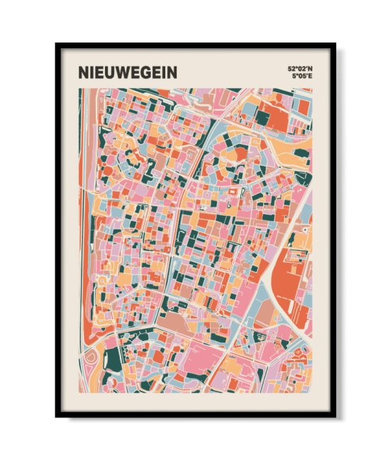 Plattegrond poster Licht Nieuwegein mozaiek stl 04 mockup lijst 05 | Funky Fellow