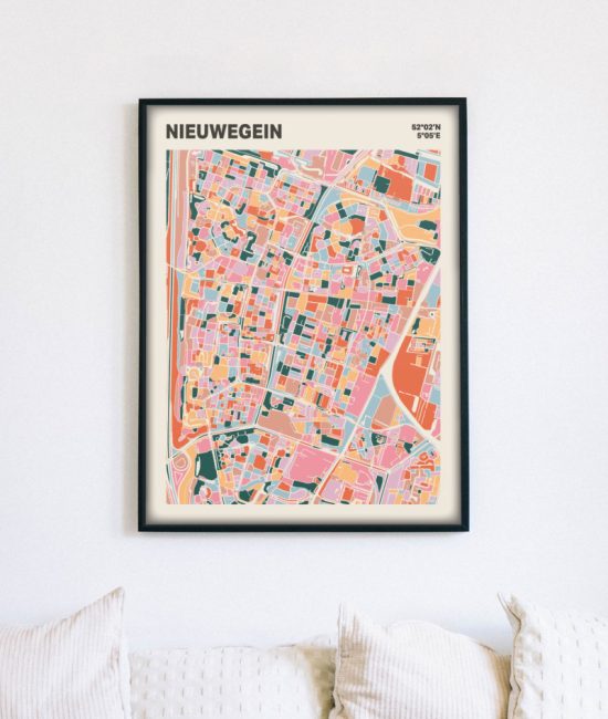 Plattegrond poster Licht Nieuwegein mozaiek stl 04 mockup lijst muur bank 02 | Funky Fellow