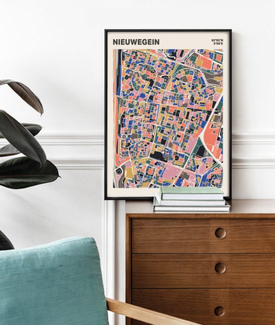 Plattegrond poster Licht Nieuwegein mozaiek stl 05 Mockup stoel kast lijst 03 | Funky Fellow