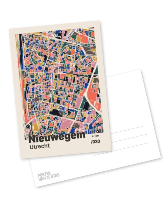 Plattegrond poster Licht Nieuwegein mozaiek stl 05 mockup A6 schaduw voor en achter | Funky Fellow