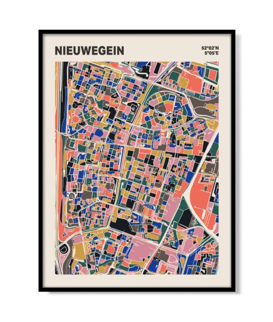Plattegrond poster Licht Nieuwegein mozaiek stl 05 mockup lijst 05 | Funky Fellow