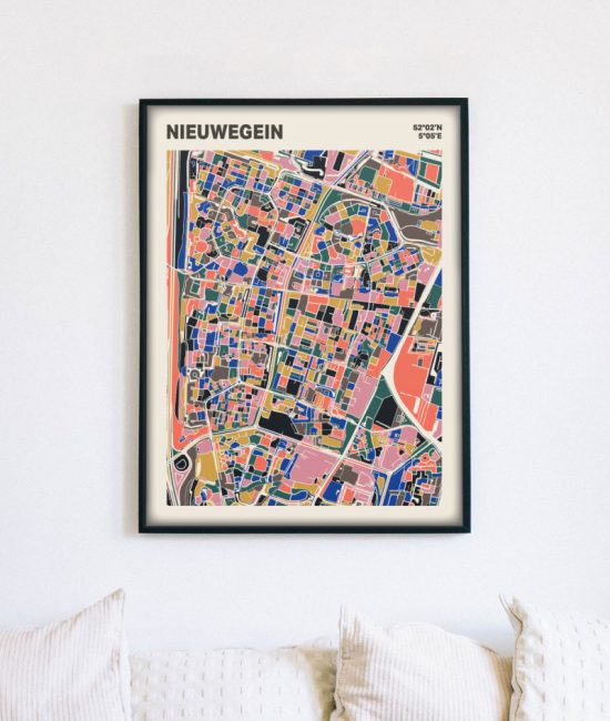 Plattegrond poster Licht Nieuwegein mozaiek stl 05 mockup lijst muur bank 02 | Funky Fellow