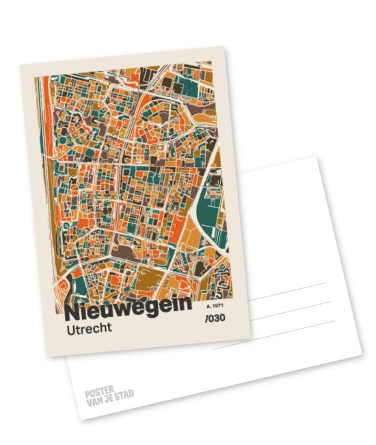 Plattegrond poster Licht Nieuwegein mozaiek stl 06 mockup A6 schaduw voor en achter | Funky Fellow