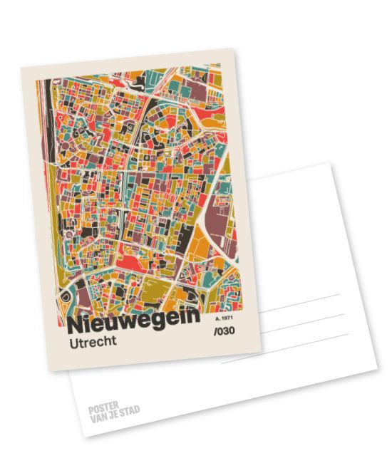 Plattegrond poster Licht Nieuwegein mozaiek stl 07 mockup A6 schaduw voor en achter | Funky Fellow