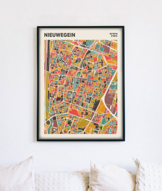 Plattegrond poster Licht Nieuwegein mozaiek stl 07 mockup lijst muur bank 02 | Funky Fellow