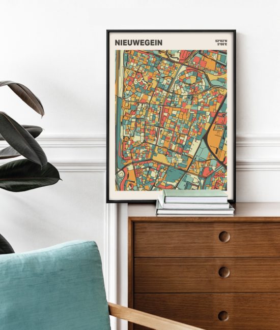 Plattegrond poster Licht Nieuwegein mozaiek stl 08 Mockup stoel kast lijst 03 | Funky Fellow