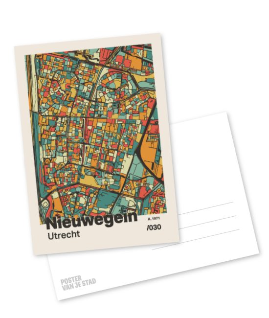 Plattegrond poster Licht Nieuwegein mozaiek stl 08 mockup A6 schaduw voor en achter | Funky Fellow
