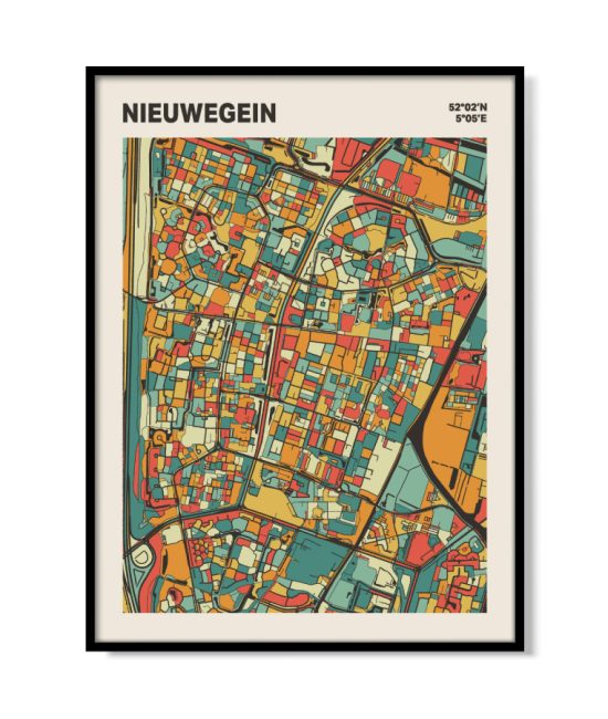 Plattegrond poster Licht Nieuwegein mozaiek stl 08 mockup lijst 05 | Funky Fellow