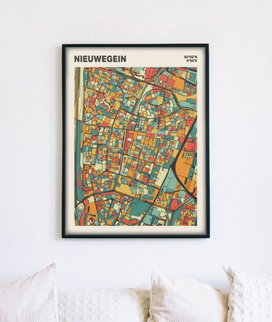Plattegrond poster Licht Nieuwegein mozaiek stl 08 mockup lijst muur bank 02 | Funky Fellow