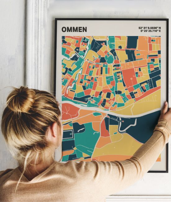 Plattegrond poster Licht Ommen mozaiek stl 01 | Funky Fellow