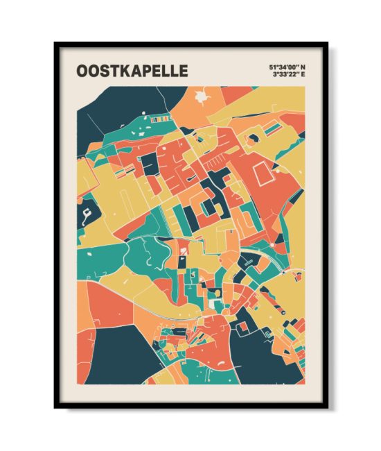 Plattegrond poster Licht Oostkapelle mozaiek stl 01 mockup lijst 05 | Funky Fellow