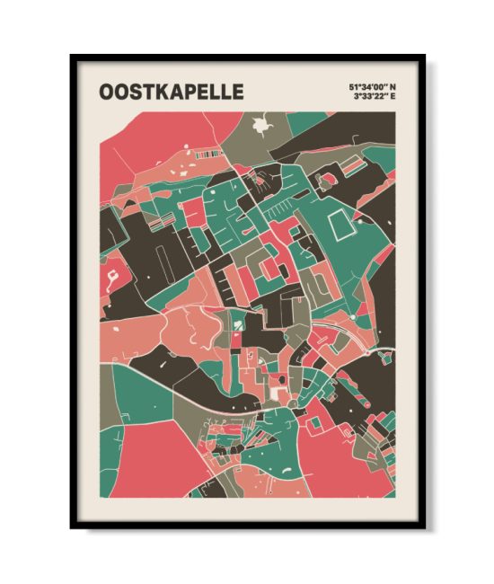 Plattegrond poster Licht Oostkapelle mozaiek stl 02 mockup lijst 05 | Funky Fellow