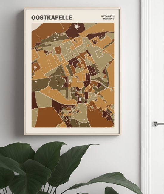 Plattegrond poster Licht Oostkapelle mozaiek stl 03 Mockup muur plant lijst 04 | Funky Fellow