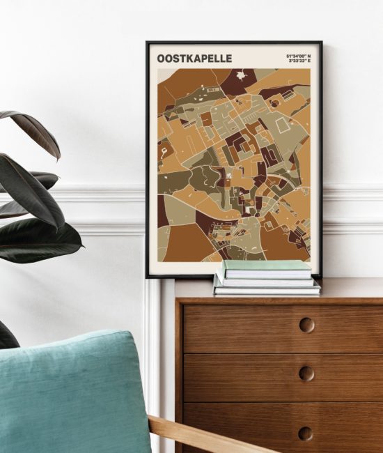 Plattegrond poster Licht Oostkapelle mozaiek stl 03 Mockup stoel kast lijst 03 | Funky Fellow