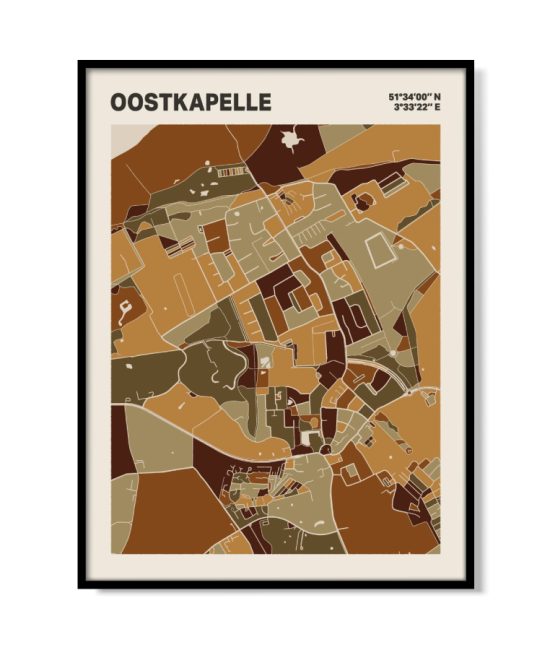 Plattegrond poster Licht Oostkapelle mozaiek stl 03 mockup lijst 05 | Funky Fellow