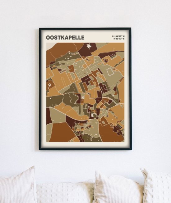 Plattegrond poster Licht Oostkapelle mozaiek stl 03 mockup lijst muur bank 02 | Funky Fellow