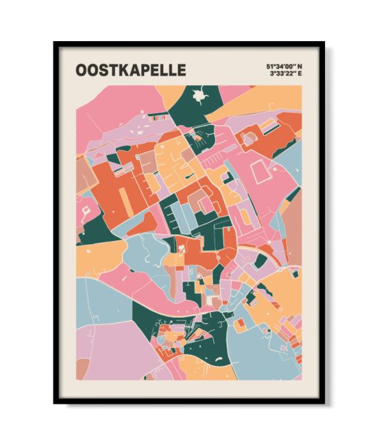 Plattegrond poster Licht Oostkapelle mozaiek stl 04 mockup lijst 05 | Funky Fellow