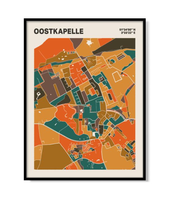 Plattegrond poster Licht Oostkapelle mozaiek stl 06 mockup lijst 05 | Funky Fellow
