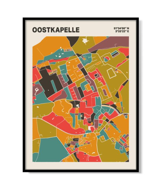 Plattegrond poster Licht Oostkapelle mozaiek stl 07 mockup lijst 05 | Funky Fellow