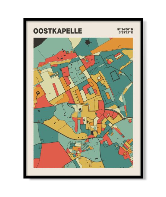 Plattegrond poster Licht Oostkapelle mozaiek stl 08 mockup lijst 05 | Funky Fellow