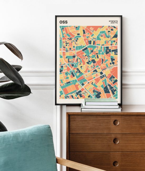 Plattegrond poster Licht Oss mozaiek stl 01 Mockup stoel kast lijst 03 | Funky Fellow