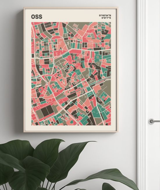 Plattegrond poster Licht Oss mozaiek stl 02 Mockup muur plant lijst 04 | Funky Fellow