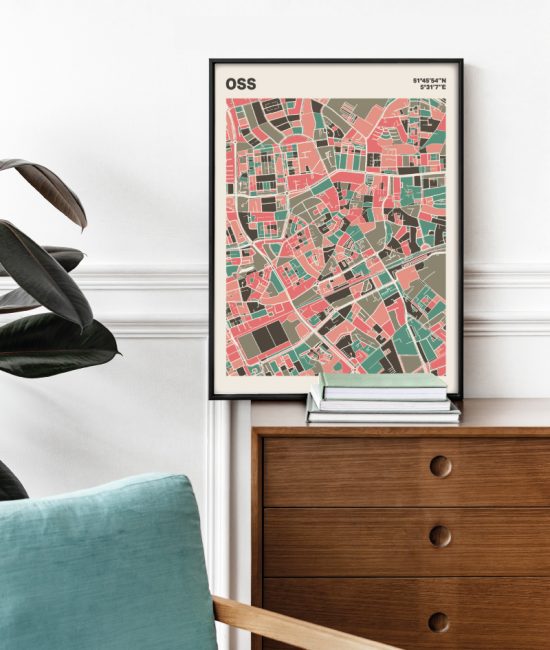 Plattegrond poster Licht Oss mozaiek stl 02 Mockup stoel kast lijst 03 | Funky Fellow