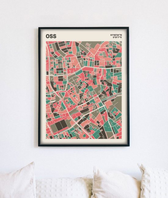Plattegrond poster Licht Oss mozaiek stl 02 mockup lijst muur bank 02 | Funky Fellow