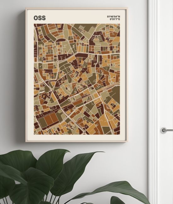 Plattegrond poster Licht Oss mozaiek stl 03 Mockup muur plant lijst 04 | Funky Fellow