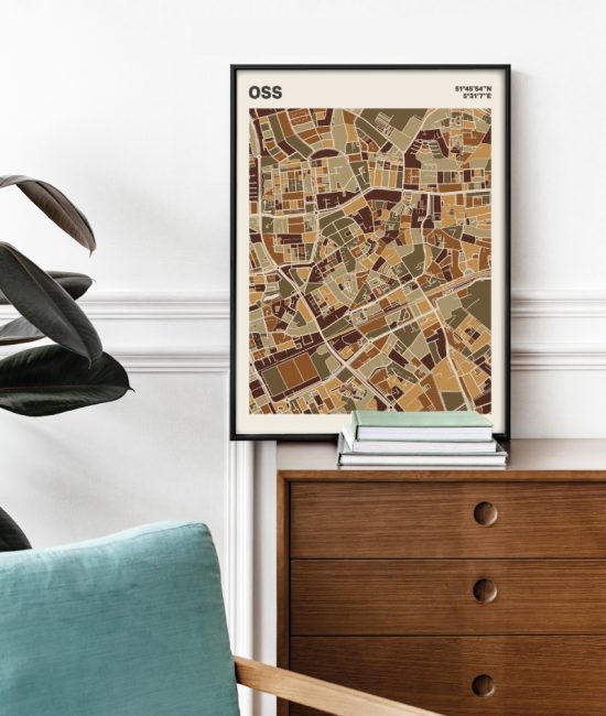 Plattegrond poster Licht Oss mozaiek stl 03 Mockup stoel kast lijst 03 | Funky Fellow