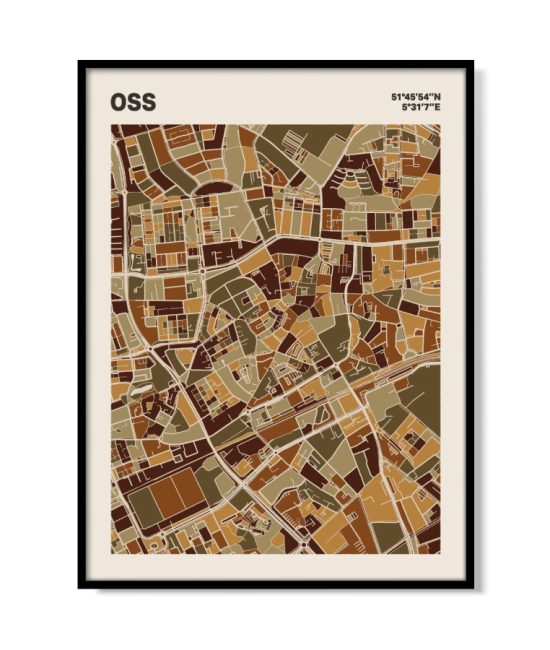 Plattegrond poster Licht Oss mozaiek stl 03 mockup lijst 05 | Funky Fellow