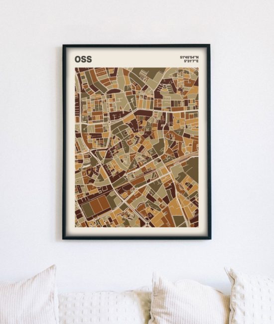 Plattegrond poster Licht Oss mozaiek stl 03 mockup lijst muur bank 02 | Funky Fellow