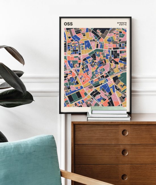 Plattegrond poster Licht Oss mozaiek stl 05 Mockup stoel kast lijst 03 | Funky Fellow