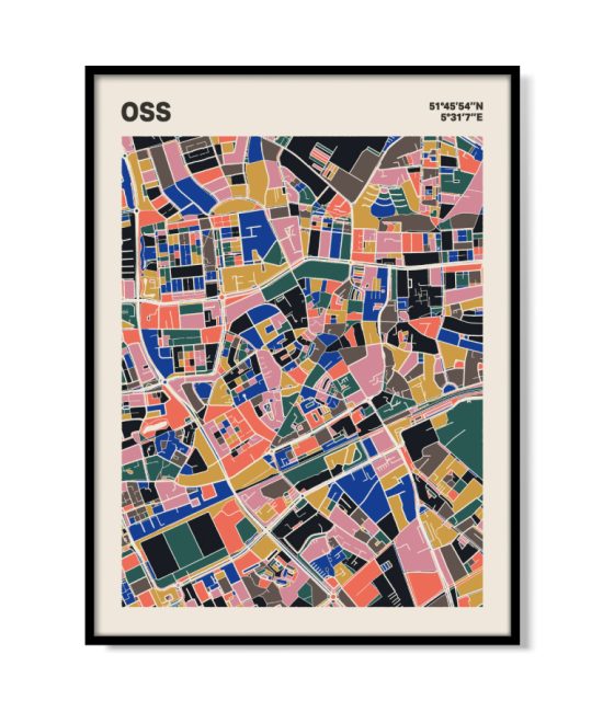 Plattegrond poster Licht Oss mozaiek stl 05 mockup lijst 05 | Funky Fellow