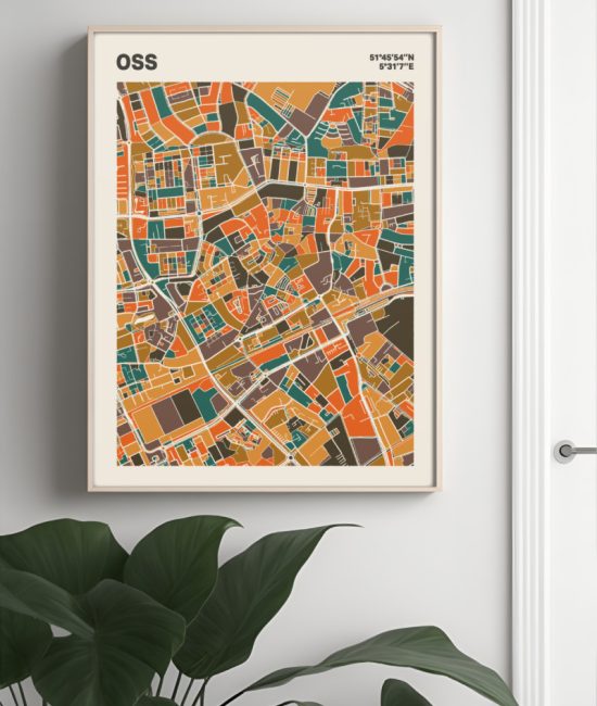Plattegrond poster Licht Oss mozaiek stl 06 Mockup muur plant lijst 04 | Funky Fellow