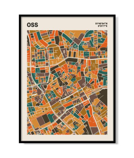 Plattegrond poster Licht Oss mozaiek stl 06 mockup lijst 05 | Funky Fellow