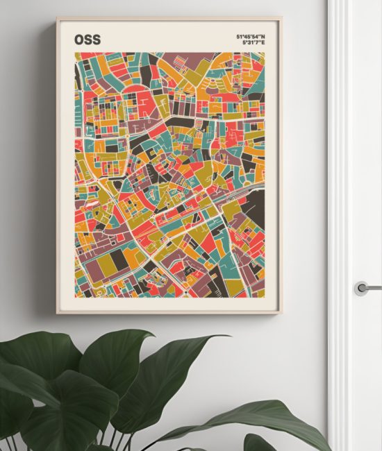 Plattegrond poster Licht Oss mozaiek stl 07 Mockup muur plant lijst 04 | Funky Fellow