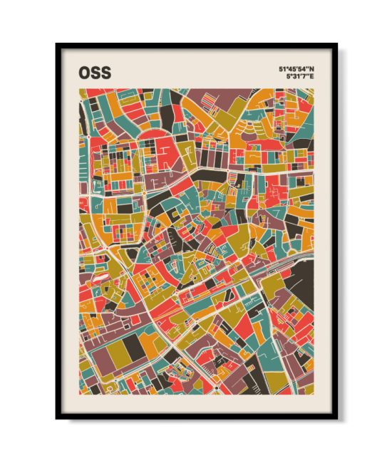 Plattegrond poster Licht Oss mozaiek stl 07 mockup lijst 05 | Funky Fellow