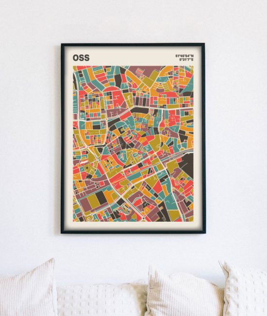 Plattegrond poster Licht Oss mozaiek stl 07 mockup lijst muur bank 02 | Funky Fellow