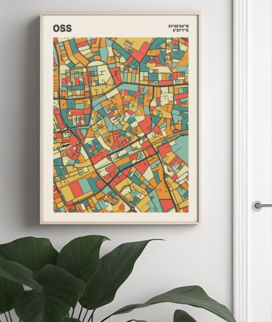 Plattegrond poster Licht Oss mozaiek stl 08 Mockup muur plant lijst 04 | Funky Fellow