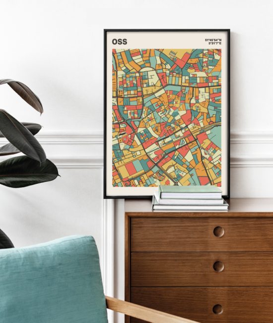Plattegrond poster Licht Oss mozaiek stl 08 Mockup stoel kast lijst 03 | Funky Fellow