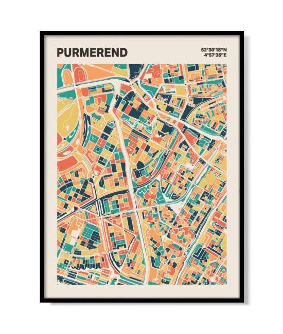 Plattegrond poster Licht Purmerend mozaiek stl 01 mockup lijst 05 | Funky Fellow