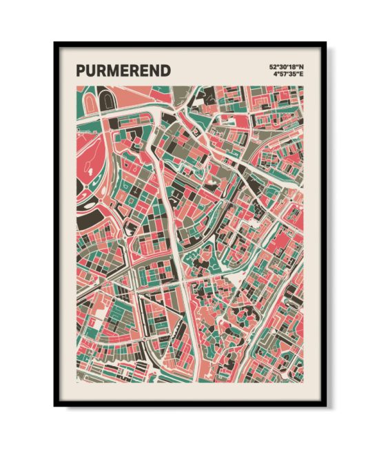 Plattegrond poster Licht Purmerend mozaiek stl 02 mockup lijst 05 | Funky Fellow