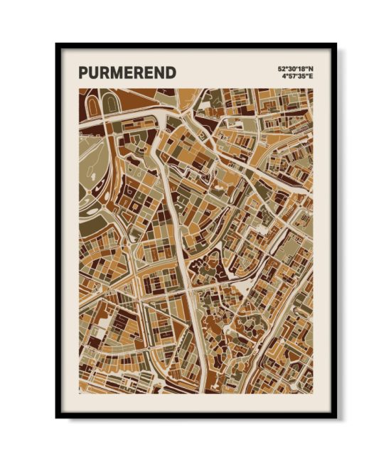 Plattegrond poster Licht Purmerend mozaiek stl 03 mockup lijst 05 | Funky Fellow